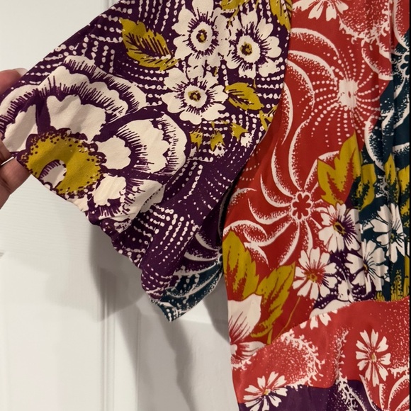 NWOT By Anthropologie Short-Sleeve V-Neck Button-Front Multicolor Midi Dress 14 - Picture 10 of 15